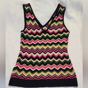 INC International Concepts Zig-Zag Tank Top Vivid Run Fiesta Fuchsia Medium NWT
